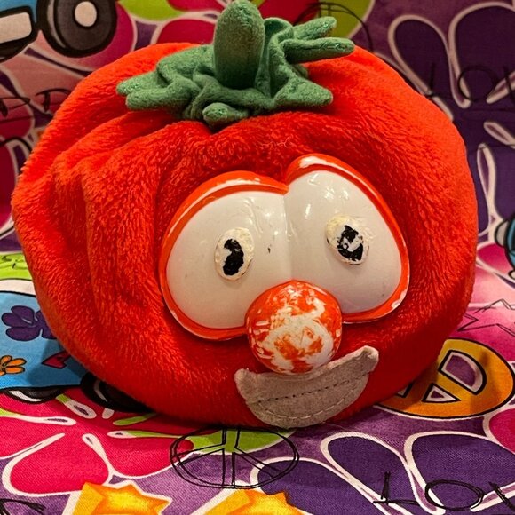 Gund Vintage 1998 VeggieTales Bob The Tomato Gund Bean Bag Plush Pair 5" - Picture 2 of 9